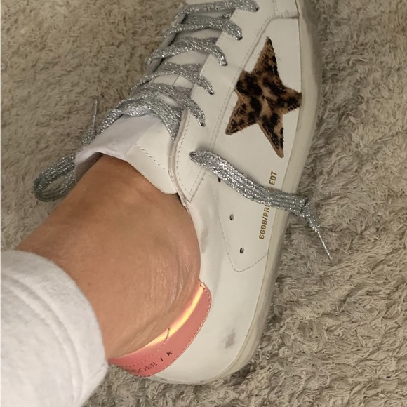 Authentic Golden Goose with leopard print star and silver laces - Picture 8 of 9